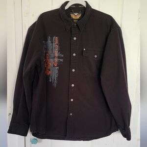 Harley Davidson Button Up Longsleeve Graphic Skirt Size XL